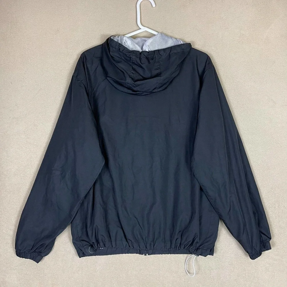 Bass Pro Shops Jacket Adult Medium Black Windbreaker‎ Full Zip Hoodie Lined Mens